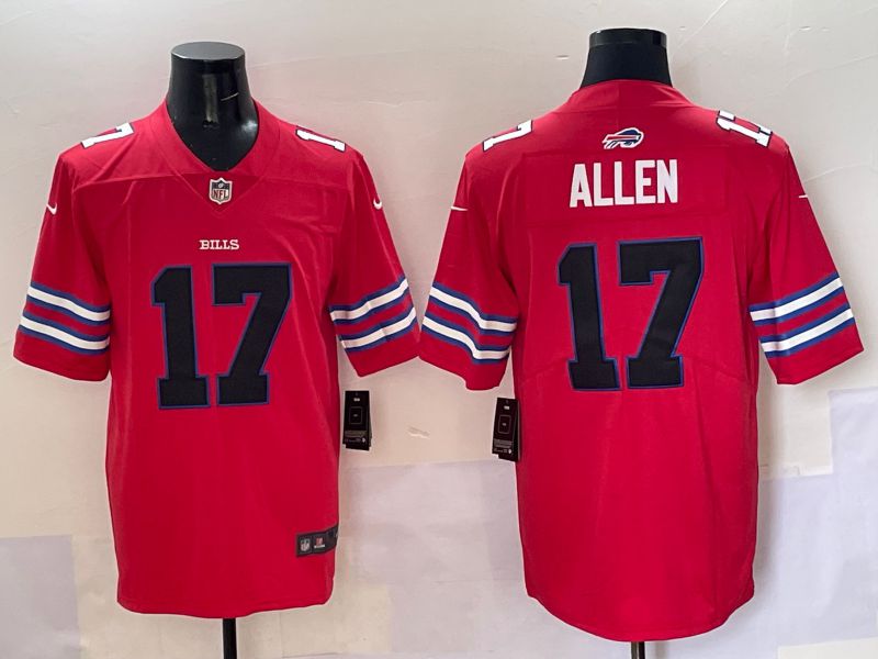 Men 2025 Buffalo Bills #17 Allen Red Throwback Nike Limited NFL Jersey style 1